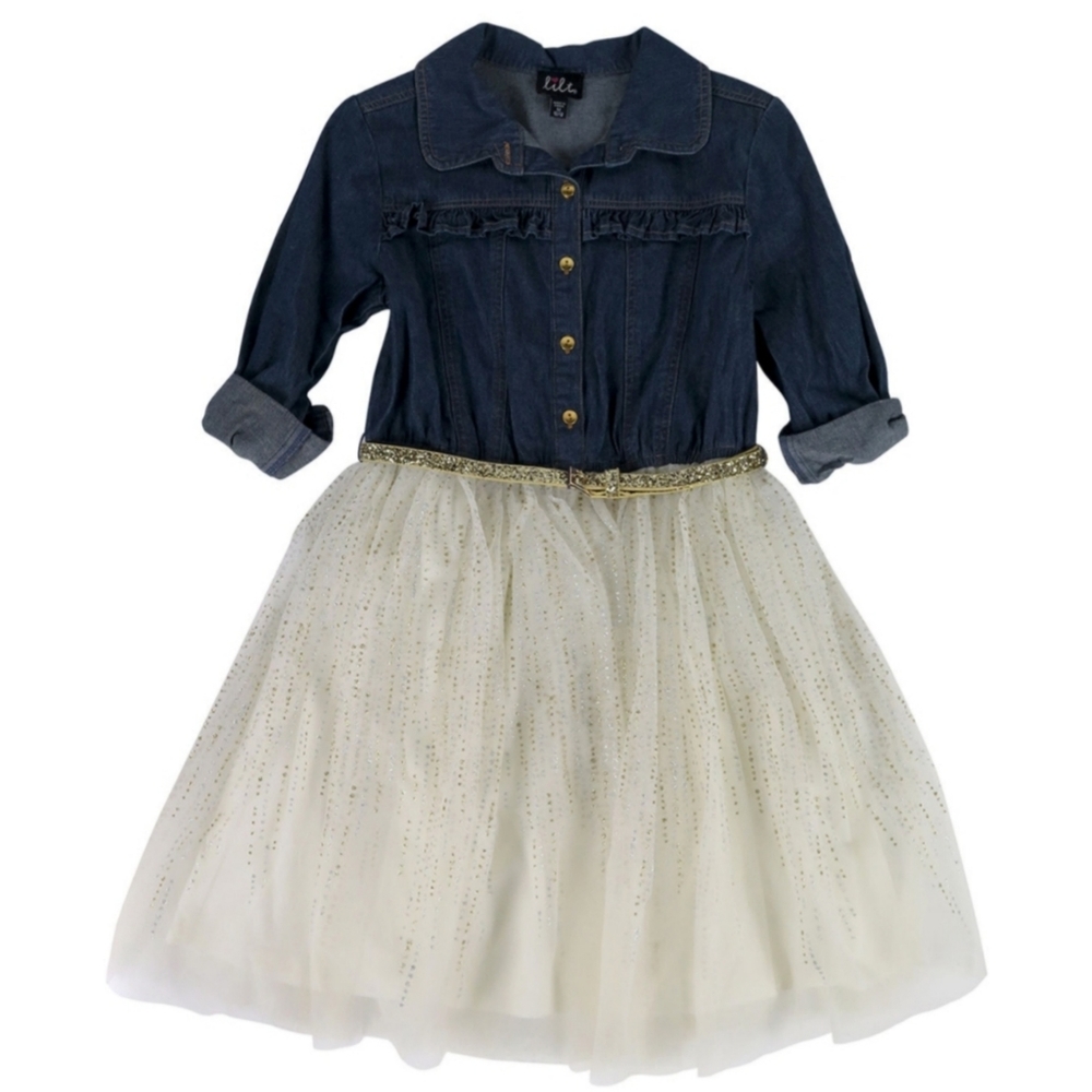 NEW Girls Denim & Tulle TuTu Dress 6/6X